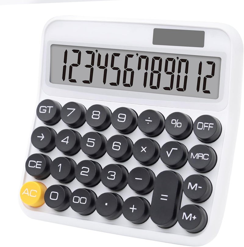 UPSIME Black White Calculator, Big Button Calculator with Large LCD Display, White Office Desk Accessory for Offices, Schools, Homes and Businesses - Image 1